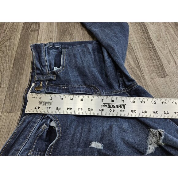 SO Jeans Womens 7/28 Blue High Rise Skinny Distressed Stretch Ripped Dark Wash - Picture 13 of 14